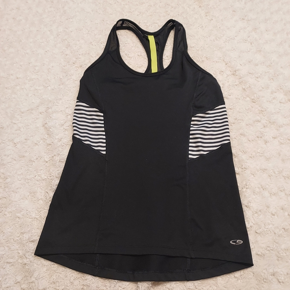 Champion Racerback Black & White Workout Tank Med Activewear Gym Yoga Sporty